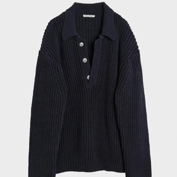 Our Legacy Other - Our Legacy Big Piquet - Navy Chunky Cotton Rib